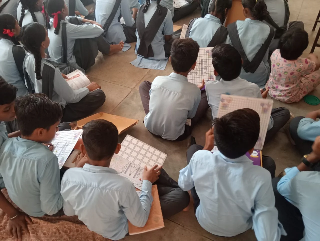 Government-school students taking part in a learning activity