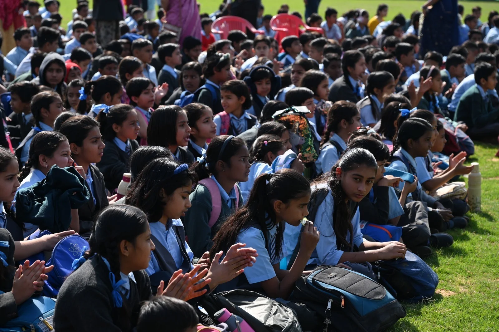 Students gathered in the audience at Taabar Mela